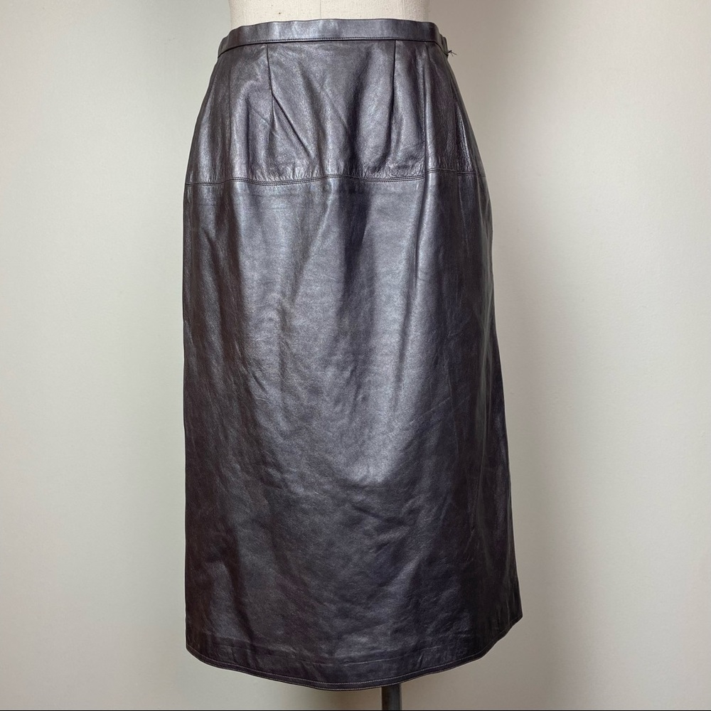 Vintage Gunmetal Leather Skirt